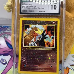 CGC 10 GEM MINT Entei 2001 Black Star Promos 34 Reverse Holo Swirl Pokemon Card - Image 3