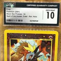 CGC 10 GEM MINT Entei 2001 Black Star Promos 34 Reverse Holo Swirl Pokemon Card - Image 5