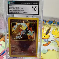 CGC 10 GEM MINT Entei 2001 Black Star Promos 34 Reverse Holo Swirl Pokemon Card - Image 1