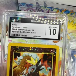 CGC 10 GEM MINT Entei 2001 Black Star Promos 34 Reverse Holo Swirl Pokemon Card - Image 5