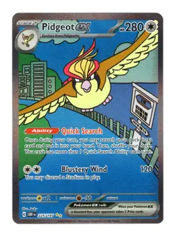 Pidgeot ex 225/197 SV03: Obsidian Flames Pokemon Card NM - Image 1