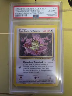 PSA 10 Team Rocket’s Meowth 18 2000 Pokemon Card Graded Black Star Promo WOTC - Image 1