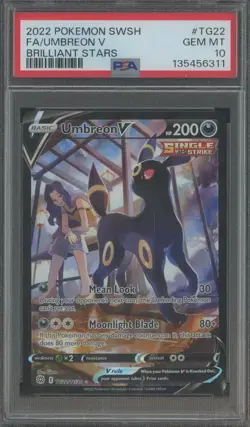 2022 Pokemon TCG SWSH Brilliant Stars #TG22 Umbreon V FA PSA 10 GEM MINT - Image 1