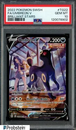 2022 Pokemon TCG SWSH Brilliant Stars #TG22 Umbreon V FA PSA 10 GEM MINT - Image 1