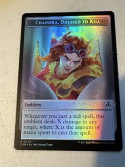 mtg foil token Human//Chandra Dressed to Kill Emblem 14/24, Innistrad Remastered - Image 1