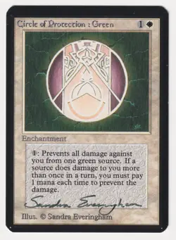 Signed Circle of Protection: Green NM Alpha Artist Sandra Everingham MTG Magic! - Image 1