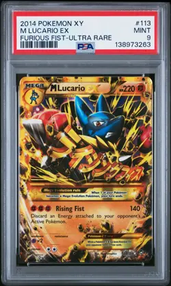 2014 POKEMON XY FURIOUS FISTS ULTRA RARE #113 M LUCARIO EX PSA 9 - Image 1