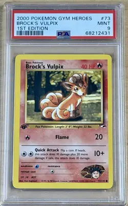 Pokemon Gym Heroes #73 - Brock's Vulpix - 1st Edition - PSA 9 Mint - Image 1
