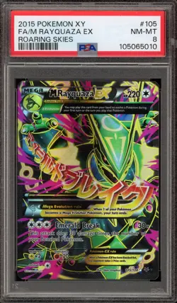 Pokemon M Rayquaza EX XY Roaring Skies Full Art #105 PSA 8 NM-MT - Image 1