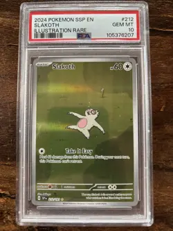 2024 Pokemon Ssp En-Surging Sparks Illustration Rare Slakoth #212 PSA 10 - Image 1