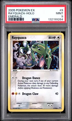 2005 POKEMON EX EMERALD #9 RAYQUAZA-HOLO PSA 9 - Image 1