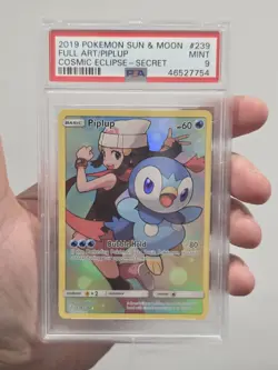 2019 Pokemon Sun & Moon Cosmic Eclipse Piplup Secret Rare 239/236 PSA 9 MINT - Image 1