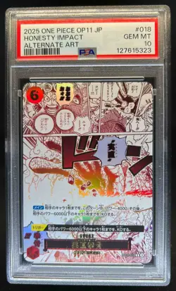 2025 One Piece A Fist of Divine Speed Honesty Impact Alt Art #OP11-018 PSA 10 - Image 1