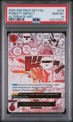 HONESTY IMPACT ALTERNATE ART PSA 10 ONE PIECE OP11-A FIST OF DIVINE SPEED - Image 1