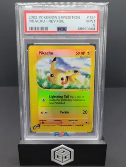2002 Pokemon Expedition Pikachu Reverse Holo #124/165 PSA 9 MINT - Image 1
