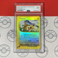PSA 9 Pikachu 124/165 Reverse Holo 2002 Pokemon Expedition 8039 - Image 1