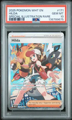 2025 POKEMON WHT EN-WHITE FLARE SPECIAL ILLUSTRATION RARE #171 HILDA PSA 10 - Image 1