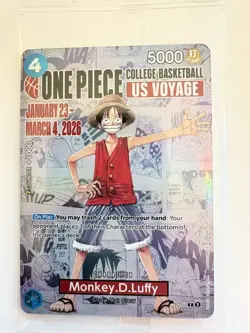 Two - One Piece Monkey.D.Luffy US College Basketball Promo Card *SEALED* - Image 3