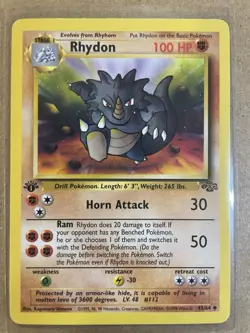 Pokemon TCG Rhydon Jungle 1st Edition Uncommon Card 45/64 - Image 1