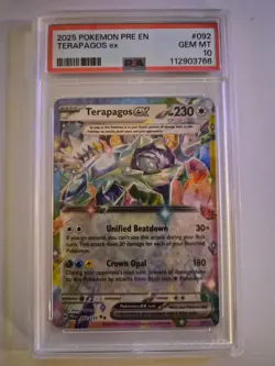 Pokemon Terapagos ex 2025 Prismatic Evolutions 092/131 PSA 10 Pokemon Card - Image 1