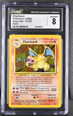 CGC 8 Charizard 1999 Base Set 4/102 Holo Pokemon Card - Image 1