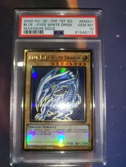 PSA 10 - 2020 Yugioh Blue Eyes White Dragon MAGO-EN001 Maximum Gold 1st Edition. - Image 1