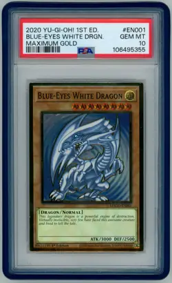 PSA 10 - 2020 Yugioh Blue Eyes White Dragon MAGO-EN001 Maximum Gold 1st Edition. - Image 1