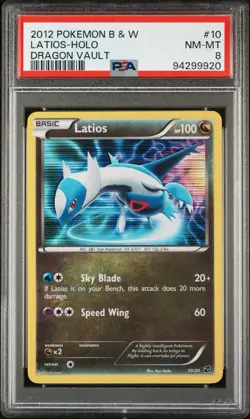 Pokemon Latios Holo TCG #10/20 Dragon Vault 2012 Black White PSA 8 - Image 1