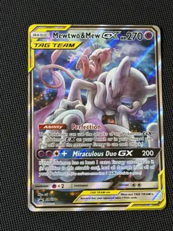 2019 Pokemon TCG SM Black Star Promo #SM191 Full Art Mewtwo & Mew GX - Image 1
