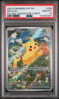 2024 POKEMON SVP EN-SV BLACK STAR PROMO PALDEA ADVENTURE CHEST PIKACHU PSA 10 - Image 1