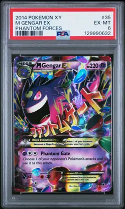 2014 POKEMON XY PHANTOM FORCES #35 M GENGAR EX PSA 6 - Image 1