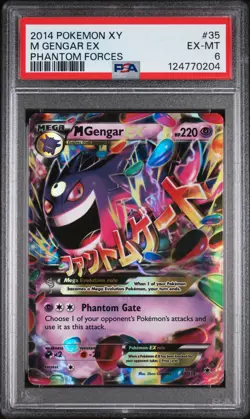 2014 POKEMON XY PHANTOM FORCES #35 M GENGAR EX PSA 6 - Image 1