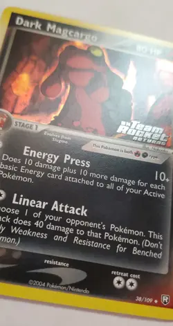 Pokemon Dark Magcargo 38/109 Team Rocket Returns Stamped Holo Card 2004 NM - Image 2