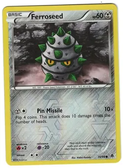 Ferroseed 70/98 Pokemon Card Emerging Powers Common Reverse Holo 60 HP NM EN - Image 1