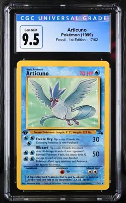 Pokemon English Articuno 17/62 1999 Fossil - 1st Edition Rare CGC 10 PSA Beckett - Image 1