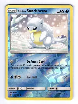 Alolan Sandshrew SM - Guardians Rising #19 (2017) Common Reverse Holo NM Pokemon - Image 1