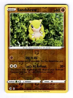 Sandshrew SWSH08: Fusion Strike #131 (2021) Common Reverse Holo NM Pokemon - Image 1