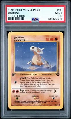 1999 Pokemon 1st Edition Jungle Cubone | PSA 9 - Image 1