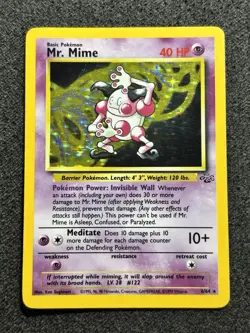 Mr. Mime 6/64 Jungle Set Holo Rare Pokemon Card 1999 WOTC Vintage LP - Image 1