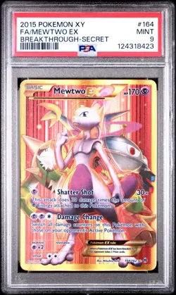 2015 POKEMON XY BREAKTHROUGH SECRET #164 FULL ART/MEWTWO EX PSA 9 - Image 1