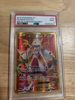 2015 POKEMON XY BREAKTHROUGH SECRET #163 FULL ART/MEWTWO EX PSA 9 - Image 1