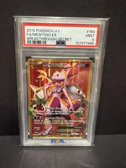 Pokemon Mewtwo EX Secret Full Art 164/162 XY Breakthrough #164 MINT PSA 9 - Image 1