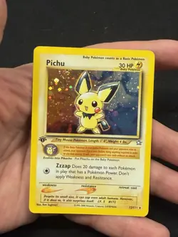 Pokemon TCG- Pichu 12/111 - 1st Edition - Neo Genesis Holo Rare w/SWIRL! NM - Image 1