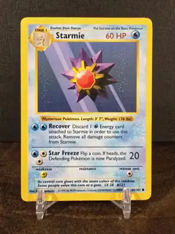 Pokemon Card tcg Base Set (Shadowless) #064/102 Starmie Vintage MP WOTC - Image 1