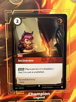 Incinerate Spell Riftbound Origins TCG Card NM Proving Grounds Exclusive - Image 1