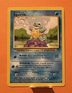 Pokemon TCG Squirtle Base Set 63/102 Regular Unlimited Common - Image 1