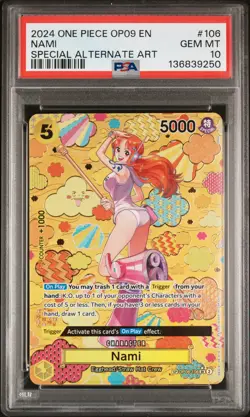 2024 ONE PIECE OP09-EMPERORS IN THE NEW WORLD SPECIAL ALTERNATE ART NAMI PSA 10 - Image 1
