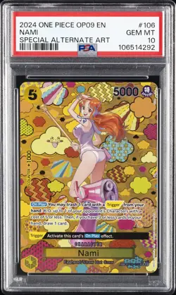 2024 ONE PIECE OP09-EMPERORS IN THE NEW WORLD SPECIAL ALTERNATE ART NAMI PSA 10 - Image 1