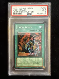 2008 YU-GI-OH! 1st Edition Union Attack PSA 9 Light Of Destruction #EN093 Clean! - Image 1