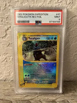PSA 9 MINT Pokemon FERALIGATR Reverse Holo Rare 2002 Expedition 47/165 WOTC Rare - Image 1